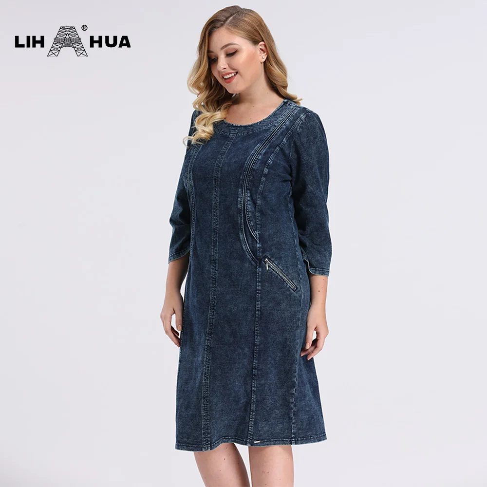 LIH HUA женская одежда джинсовое платье приталенное большого трикотажный костюм
