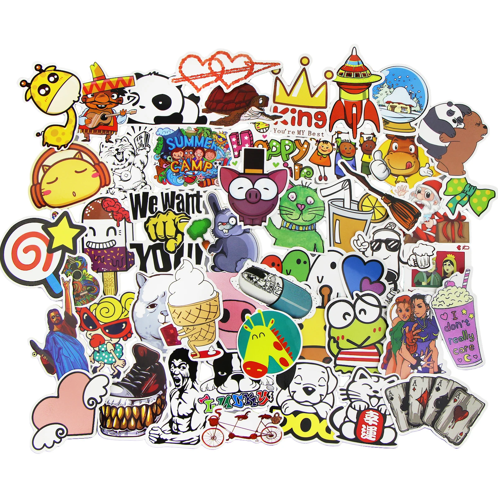 50 шт Мультяшные Наклейки Смешанные JDM стиль водонепроницаемый сноуборд багаж