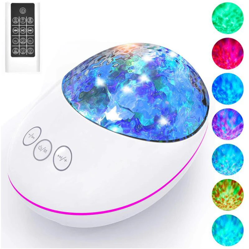 

Projector Night Light Remote Control Lucky Stone Ocean Wave Water Wave Color Projector Night Light Bluetooth-compatible Speaker