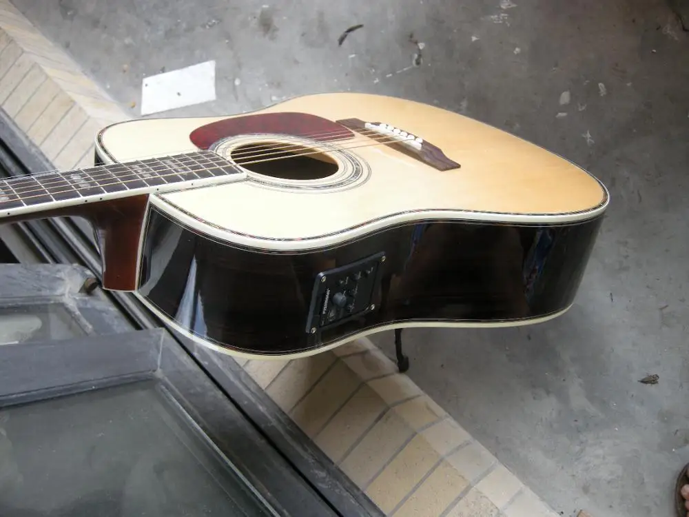 Натуральная ель твердая верхняя D стиль 45 Акустическая гитара электрическая с