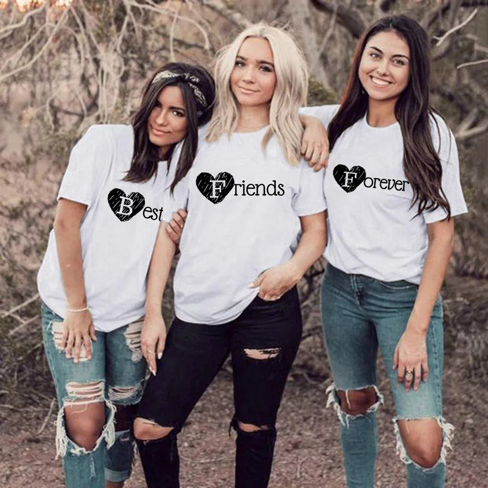 1 шт. женская футболка с надписью Best Friend Forever BFF летняя короткими рукавами