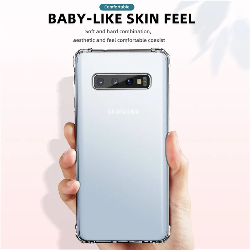 USLION Airbag Clear Silicone Shockproof Soft Phone Case For Samsung Galaxy S10 S9 S8 Plus Note 9 8 A50 A30 M30 A8 A9 2018 Cover |