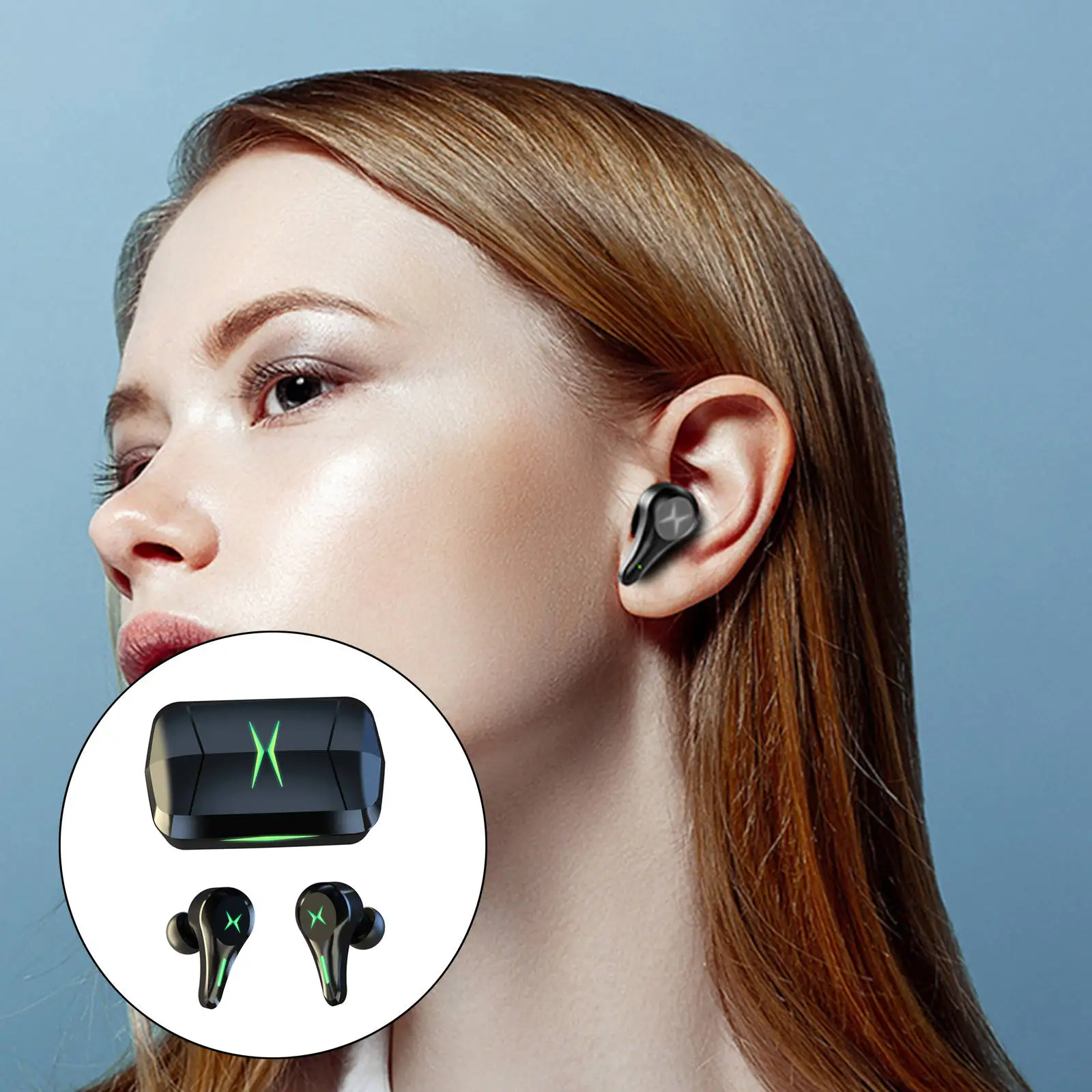 Hg-6 Gaming Headset Bluetooth 5.1 Wireless Multi-Platform Sweatproof Noise Cancelling 300mAh Earpiece for Gym Running Life Sport |