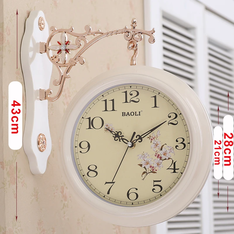 clock 5 Настенные часы с двойным лицом, европейские, для гостиной, кабинета, винтажные часы, современный дизайн, аксессуары для украшения дома, цифровые часы - Цвет: clock 5