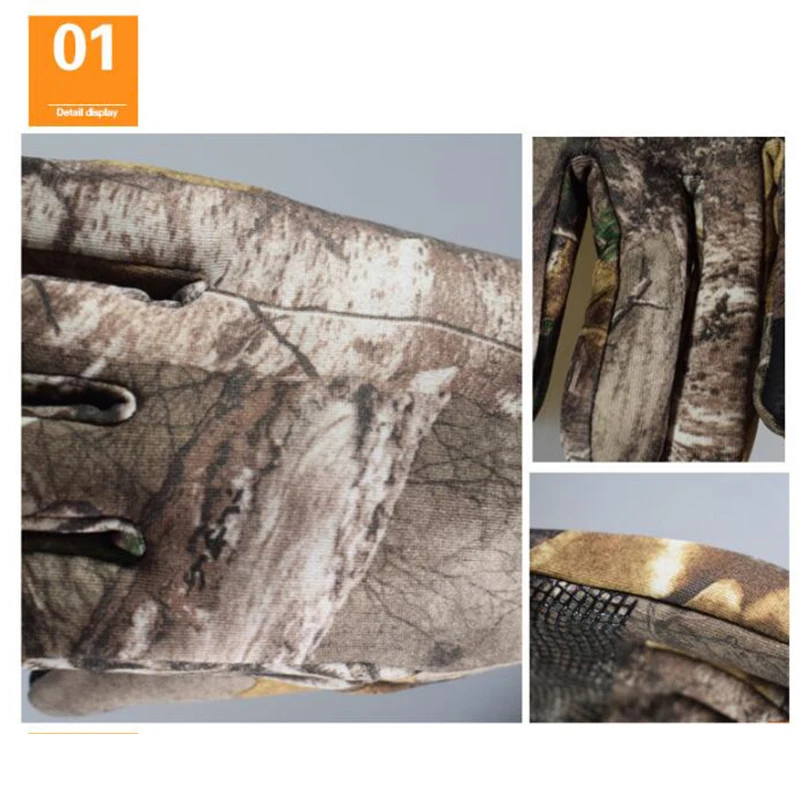 Мужские зимние теплые перчатки CamouflageTouch для рыбалки Нескользящие с закрытыми