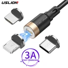 Кабель для зарядки USLION магнитный, USB Type-A-USB Type-С Micro Lightning, 1м-3м