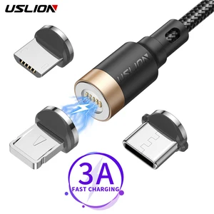 Кабель для зарядки USLION магнитный, USB Type-A-USB Type-С Micro Lightning, 1м-3м