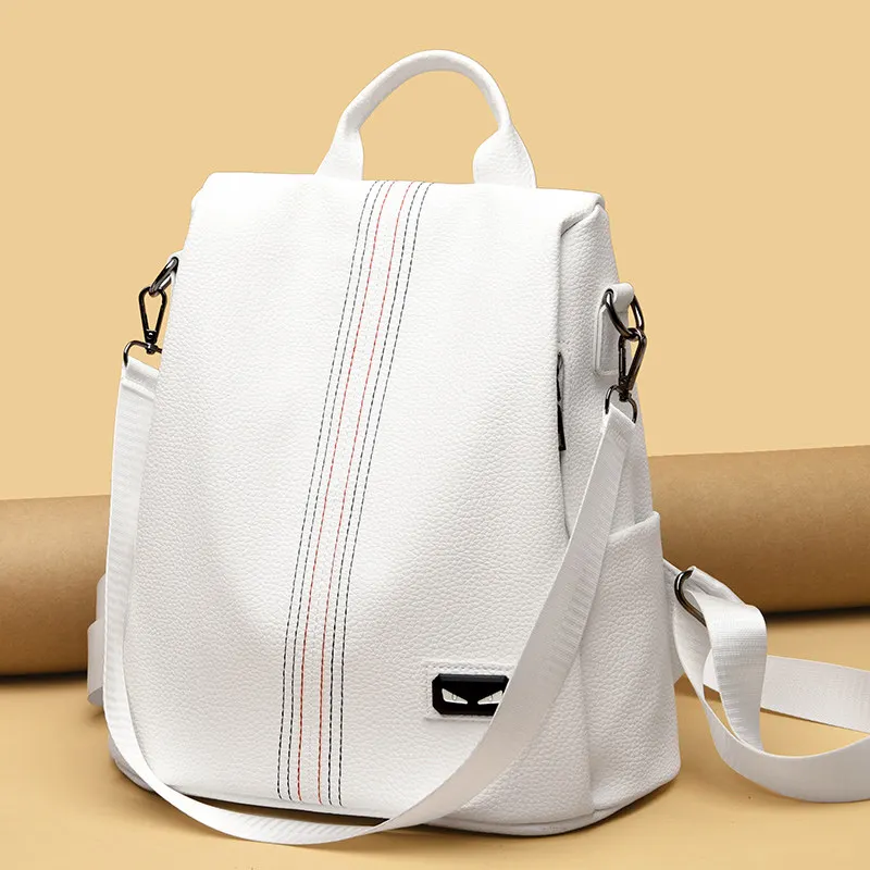 Женский белый рюкзак из искусственной кожи школьные ранцы для