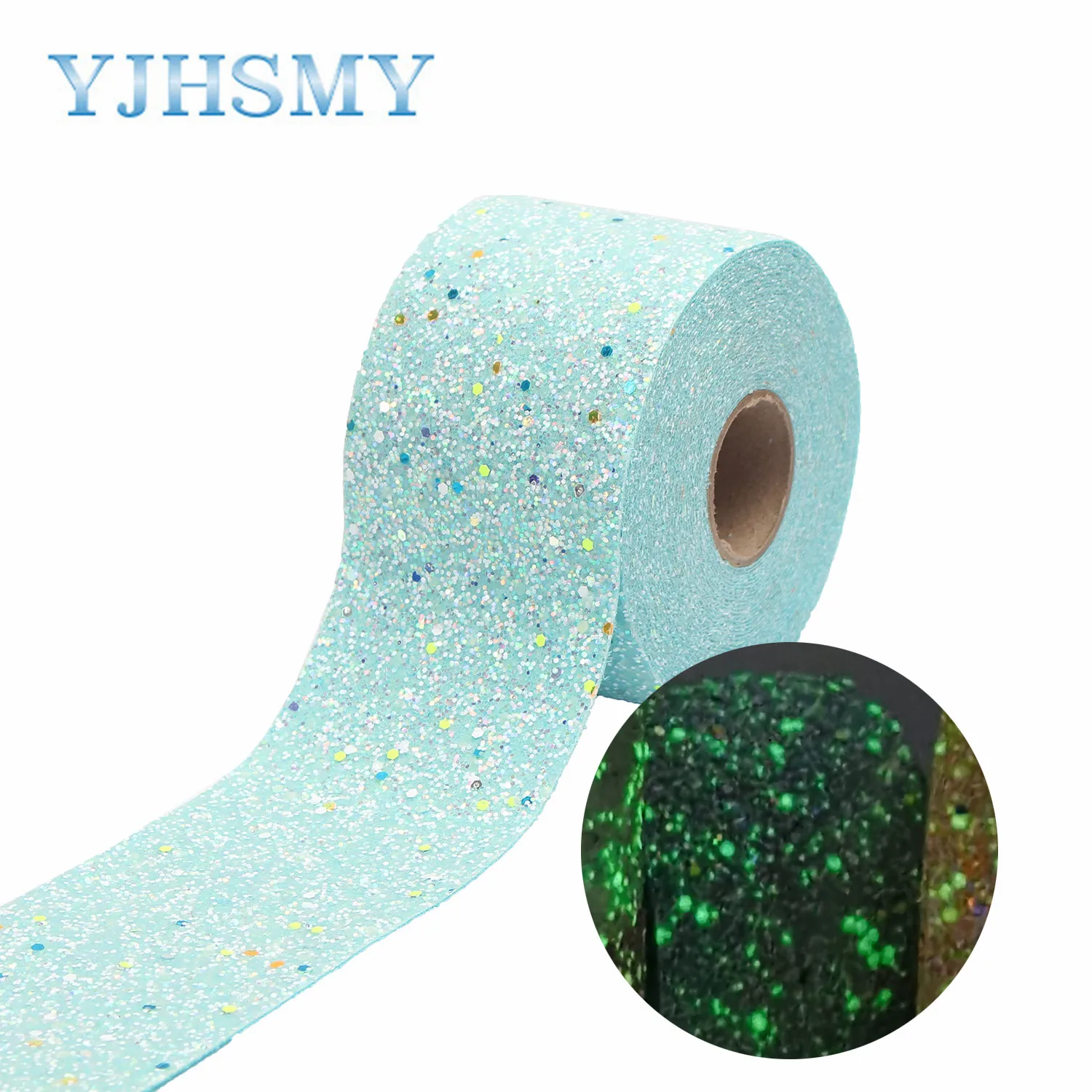 YJHSMY 197301 75mm New Fluorescence Color glitter thick ribbon Blingbling 2 yards DIY handmade Headwear gift package materials | Дом и сад