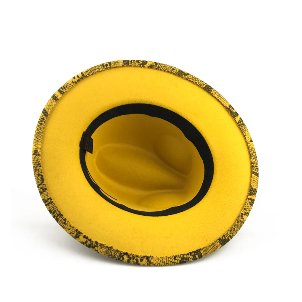 

YY Cool Serpentine Fedora Cap Women Winter Flat Brim Panama Jazz Men Wild Snake Trilby Hats Vintage Felt Caps 6 color FD20058