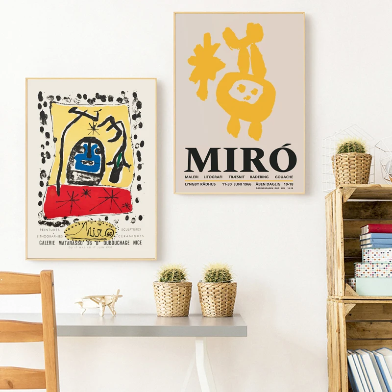

Joan Miro Vintage Abstract Exhibition Posters and Prints Famous Painting Wall Art Pictures Prints Scandinavian Style Decoration