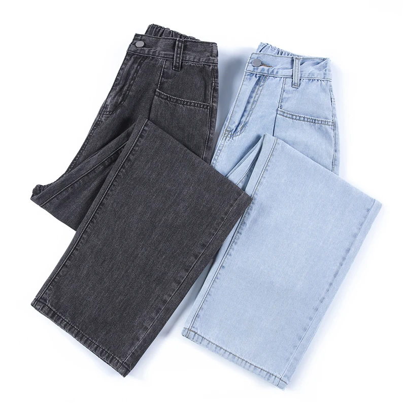 

2020 Women Wide Leg Jeans Lady Big Plus Size S-5XL Long Streetwear Pants Student Stretch High Waist Straight Baggy Punk Trousers