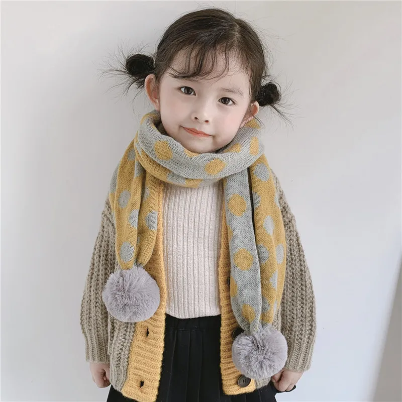 

Girl Pompon Hats Winter Knitted Warm Nature Fur Pom Pom Hat Scarf Thick Beanies Hats Caps Kids Baby Solid Bones