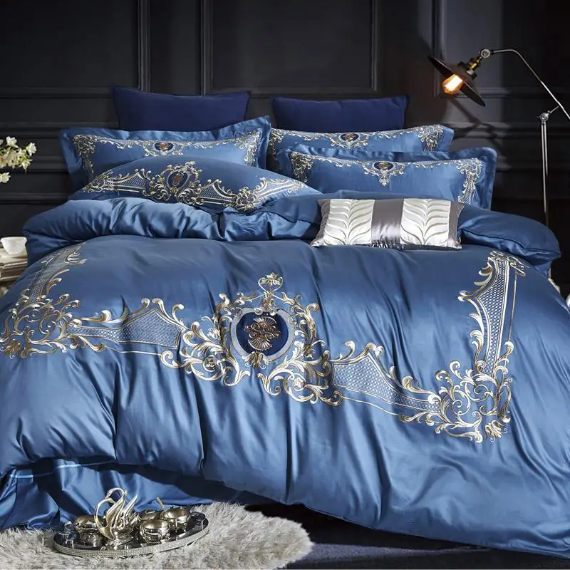 4 шт египетского хлопка Queen King size Роскошные цвета: золотистый Серебристый Серый