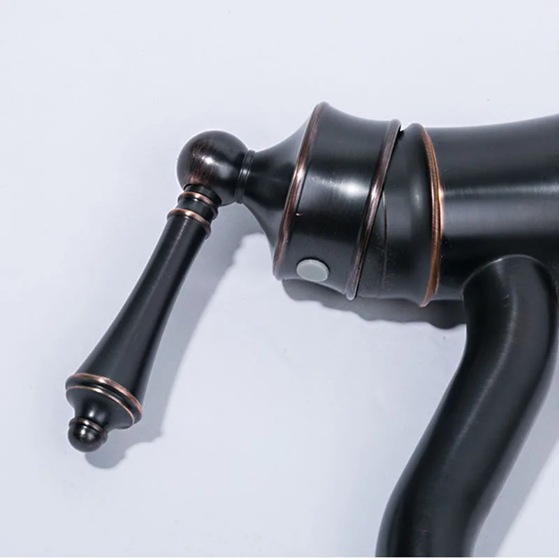 Античный бронзовый смеситель для ванной комнаты раковины с одной ручкой горячей