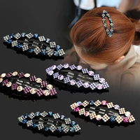 2pcs women headwear rhinestone hairpins ponytail holder hair clip shiny crystal hair jewelry hair accessories