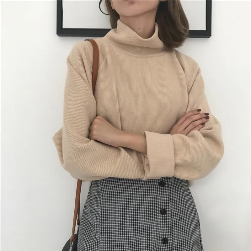 Woherb 2022 Casual Loose Turtleneck Sweater Women Autumn Winter Knitted Jumpers Harajuku Korean Sweaters Pullover Pull Femme | Женская