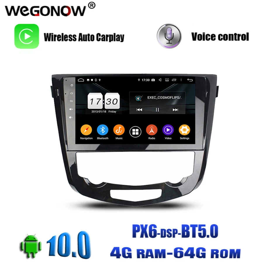 Автомобильный DVD-плеер PX6 IPS DSP Android 10 0 Восьмиядерный 4 Гб 64 ROM GPS RDS радио wifi BT 5 для