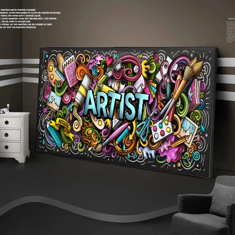 Картины на холсте в стиле ретро с изображением улицы граффити | Дом и сад