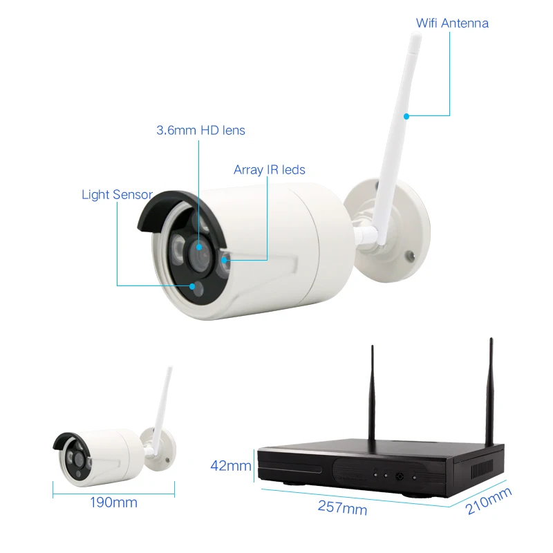 4 канала 8 каналов HD 1080P Wi-Fi фотокамера головного света H.265 4/8 МП 2 Мп