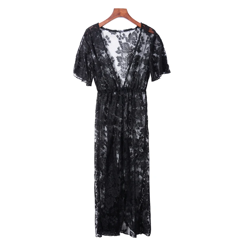 Длинное кружевное сексуальное пляжное платье для плавания женское накидка