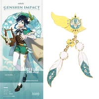 game genshin impact barbatos venti badge brooch metal pin cosplay prop party gift waist accessories