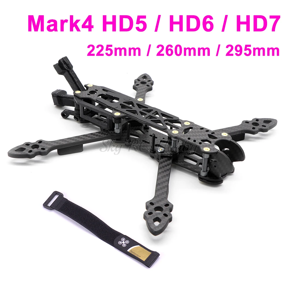 

Mark4 HD5 5 inch 225mm / HD6 6inch 260mm / HD7 7inch 295mm Carbon Fiber Freestyle Quadcopter Frame Kit w/ 5mm arm Antenna Holder