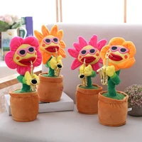 hot sale electric sunflower stuffed plush doll 80 songs usb saxophone dancing singing sunflower toys funny children toy gift