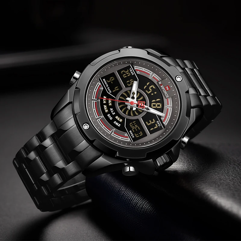 Люксовый бренд NAVIFORCE мужские часы военный светодиодный цифровой Спорт наручные