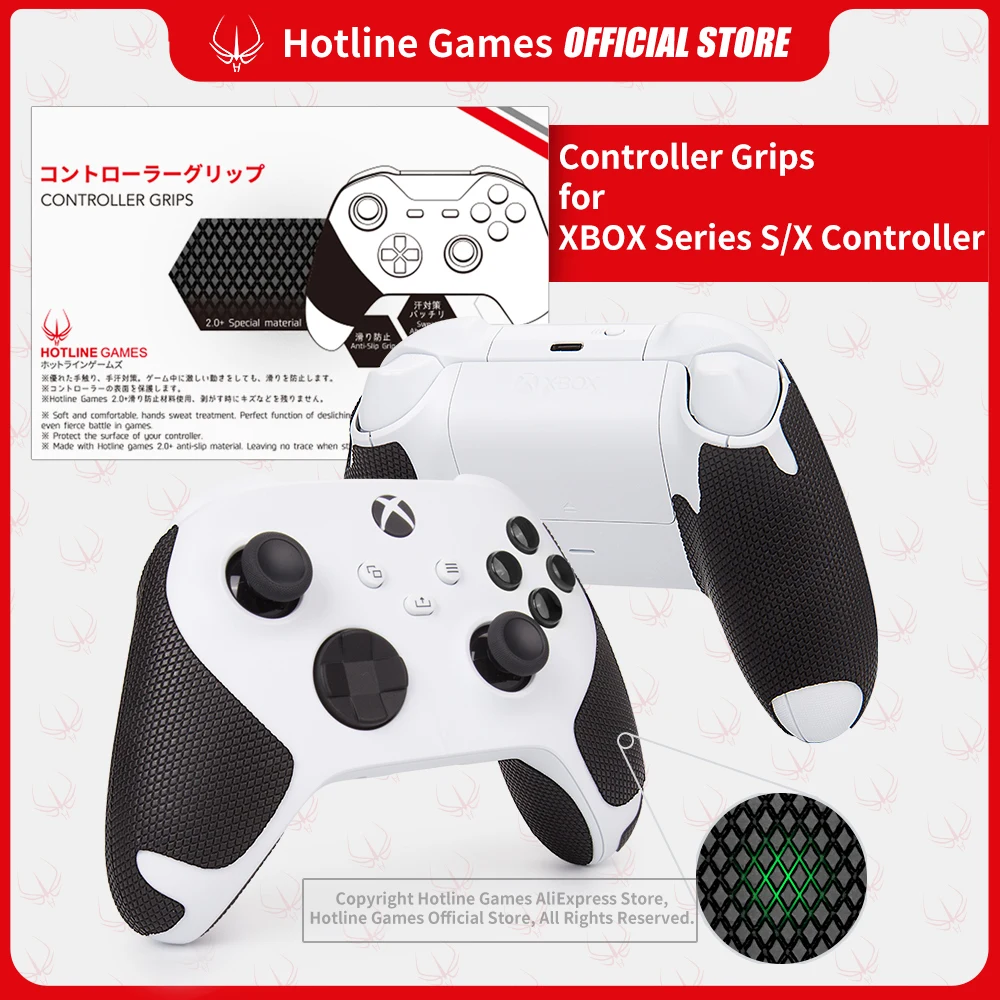 

4PCS Hotline Games 2.0 PLUS Controller Grip Tape for Xbox Series X/S Controllers,Anti-Slip,Moisture Wicking [Classic Version]
