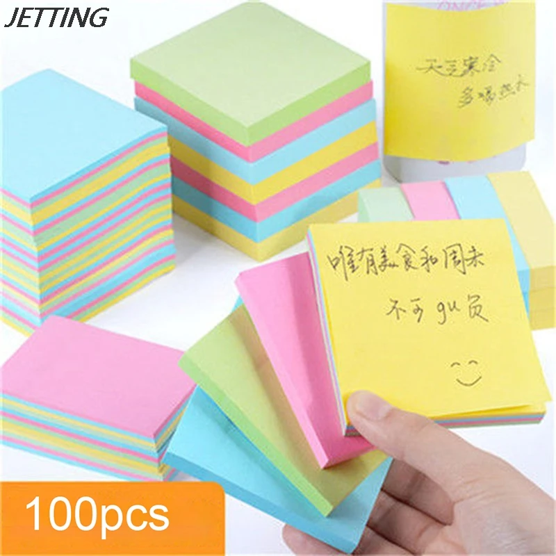 

100 Pages Memo Pad Memo Sticker Paper Office Stationery Small Plan Pocket 5Colors Notepad Sticky Notes Creative Self-Stick Notes