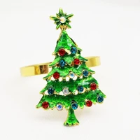 8pcslot christmas green tree napkin buckle metal napkin ring hotel desktop napkin ring cloth decoration