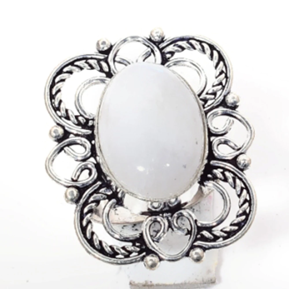 Радуга Лунный камень серебряное покрытие над медью размер: 7 R5488 | Украшения и