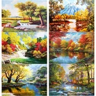 Алмазная живопись 5D сделай сам, пейзаж, вышивка с закатом, вышивка крестиком, полноразмерная, круглая, для домашнего декора, ручное искусство, подарок