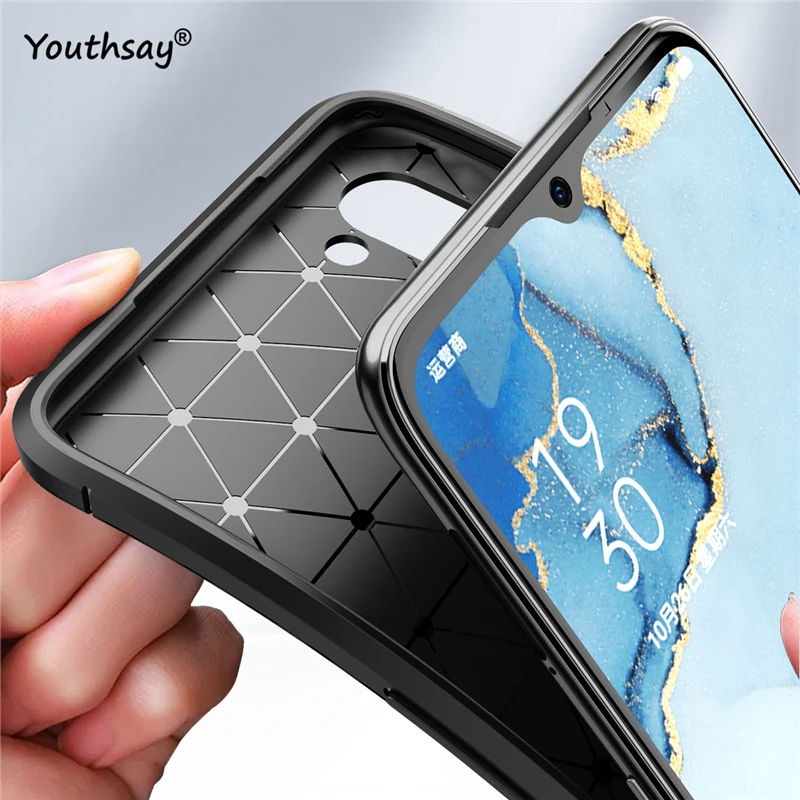for oppo reno3 case carbon fiber fundas tpu rubber soft silicone protective phone case for oppo reno 3 cover for oppo reno3 pro free global shipping
