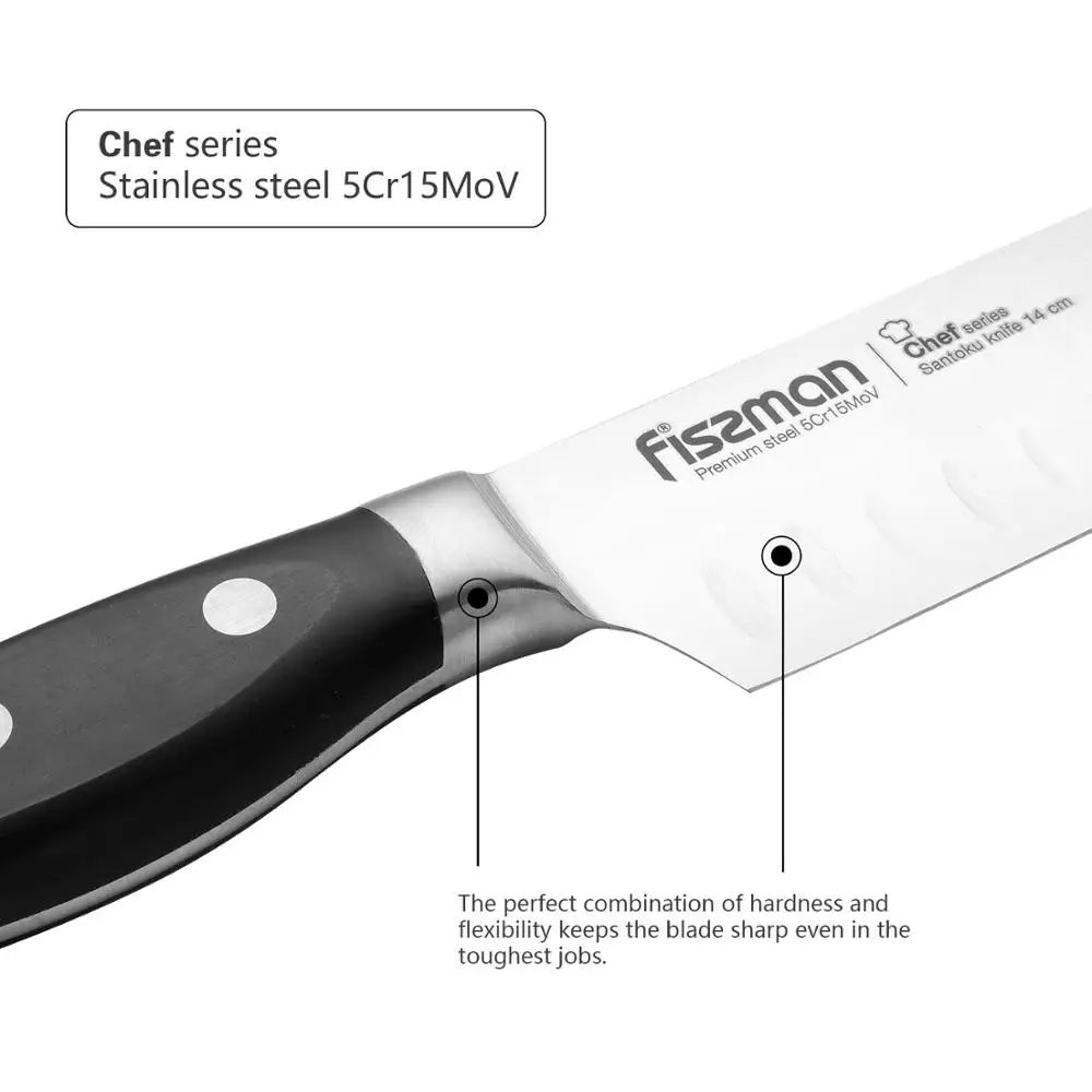 Кухонные ножи серии fussman Chef, высокоэффективный немецкий стальной нож Santoku для очистки овощей
