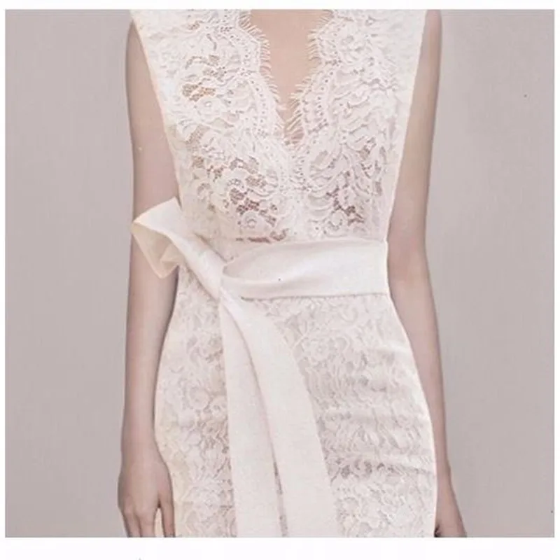 Пикантные черный белый цвет и кружевами кроше Вечерние Платье женское платье без