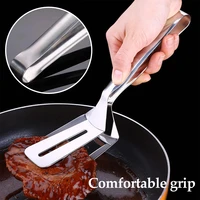 handheld stainless steel cooking tongs meat grill burger patty spatula restaurant sandwich cookware household grilling tool