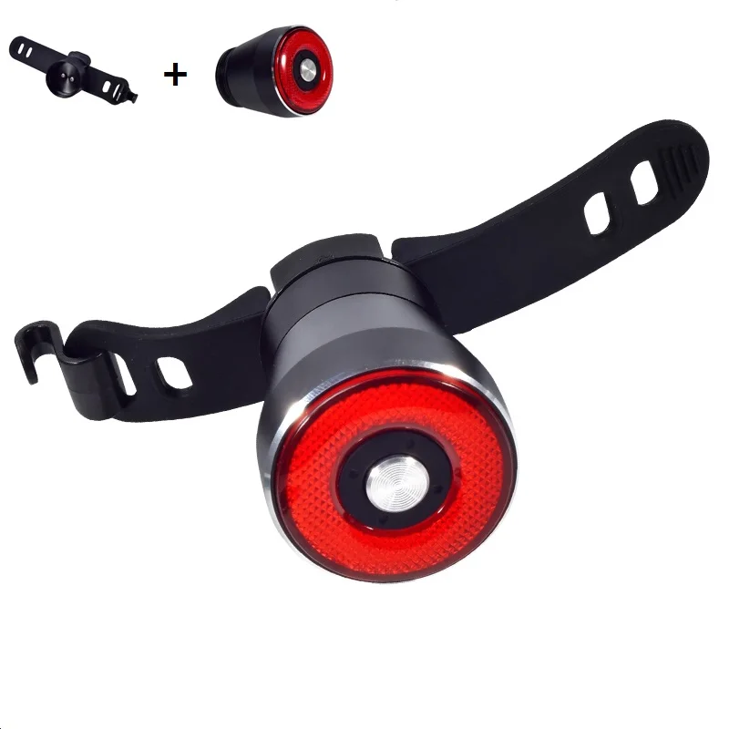 With Seatpost Holder Q5 велосипедный фонарь алюминиевый Интеллектуальный задний фонарь умный тормозной задний велосипедный проблесковый фонарь для безопасности USB зарядка Водонепроницаемый - Цвет: With Seatpost Holder
