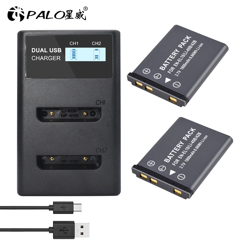 

Li-40B Li40B Li 40B Li-42B EN-EL10 enel10 Digital Camera Battery 3.7V 1800mAh with LCD Charger For Olympus Nikon Fujifilm Kodak