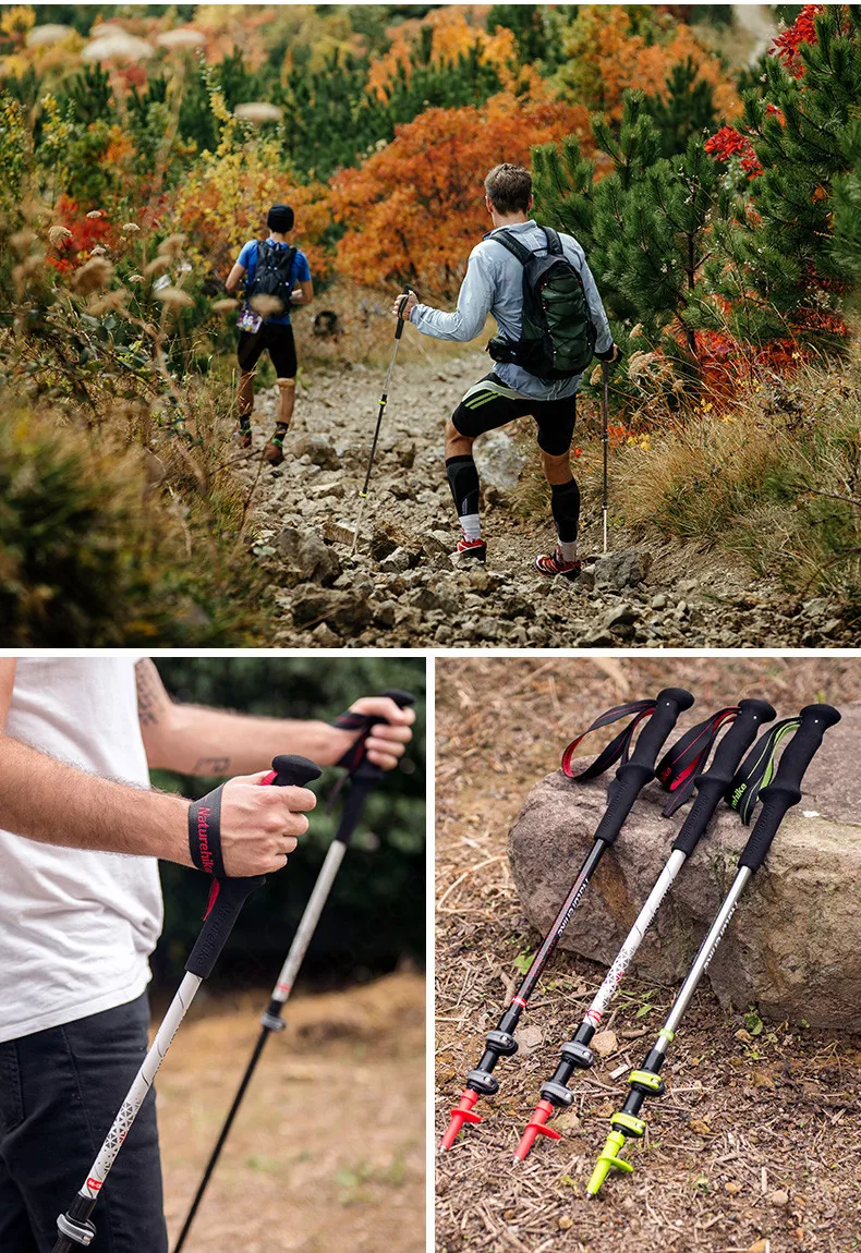 NatureHike 185 г высокопрочная Ультралегкая трость из углеродного волокна и алюминиевого сплава, телескопическая походная трость с наружной блокировкой