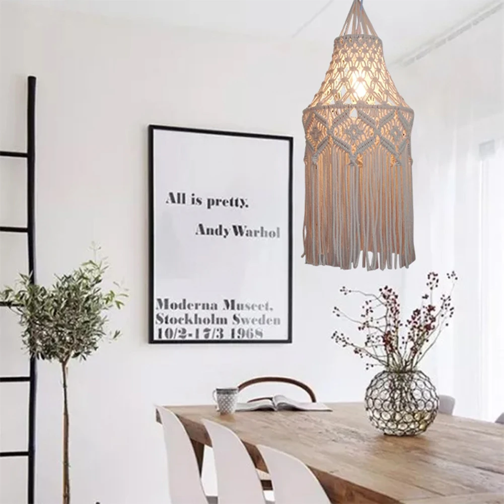 Светильник для макраме ручной работы люстра с подвесной лампой декоративный