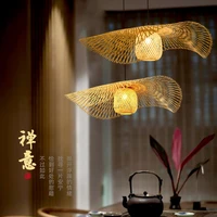 modern bamboo hand woven bamboo art chandelier dining rroom natural rattan wicker lantern pendant lights bedroom deco lighting