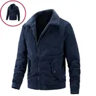 Мужская Вельветовая куртка AIOPESON, повседневная однотонная теплая куртка с отложным воротником, на зиму