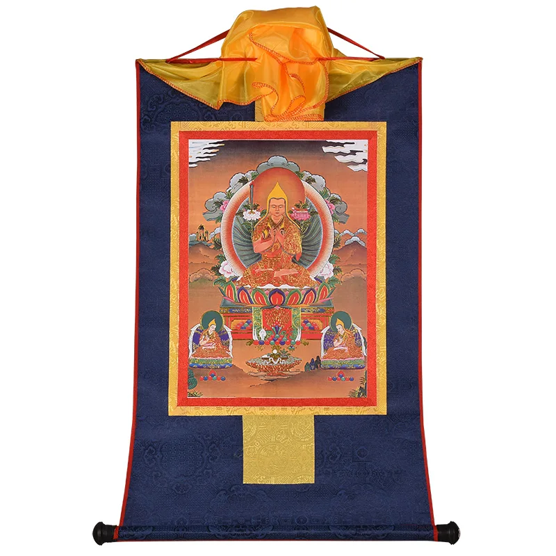 

Tibetan Thangka Paintings Tibetan Buddhism Gold-plated Gilt Tsongkhapa Buddha statue Hanging Decorate Thangka