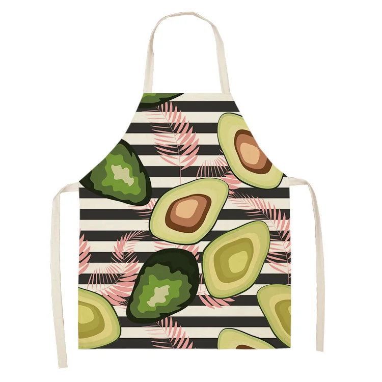 

Avocado Tropical Print Apron Cotton Linen Kitchen Apron For Women Baking Waist Bib Home Cooking Sleeveless Pinafore 53*65cm