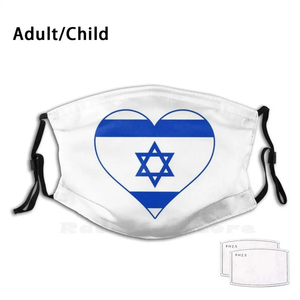 

Israel Adult Kids Anti Dust Filter Diy Mask Israel Flag Heart Flag Heart