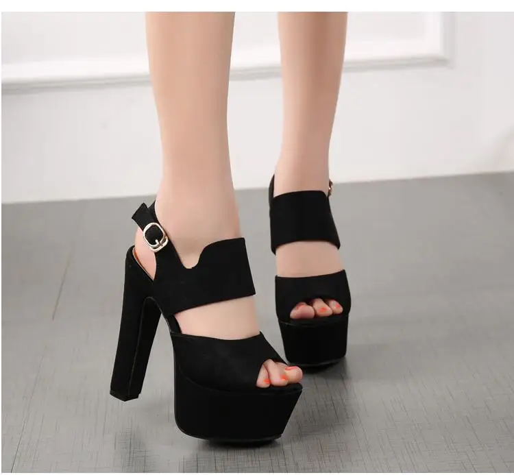 15cm new fashion fish mouth women's shoes high waterproof platform platform high heel sandals super high heel fish mouth shoes t