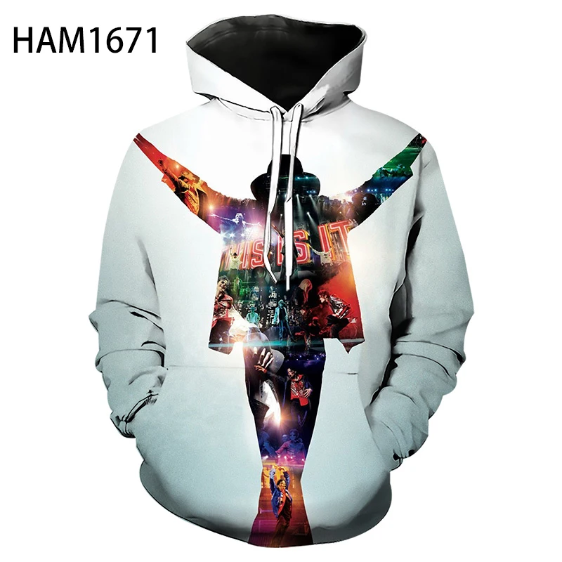 Толстовка с 3D принтом Майкла Джексона универсальная Уличная Повседневная в