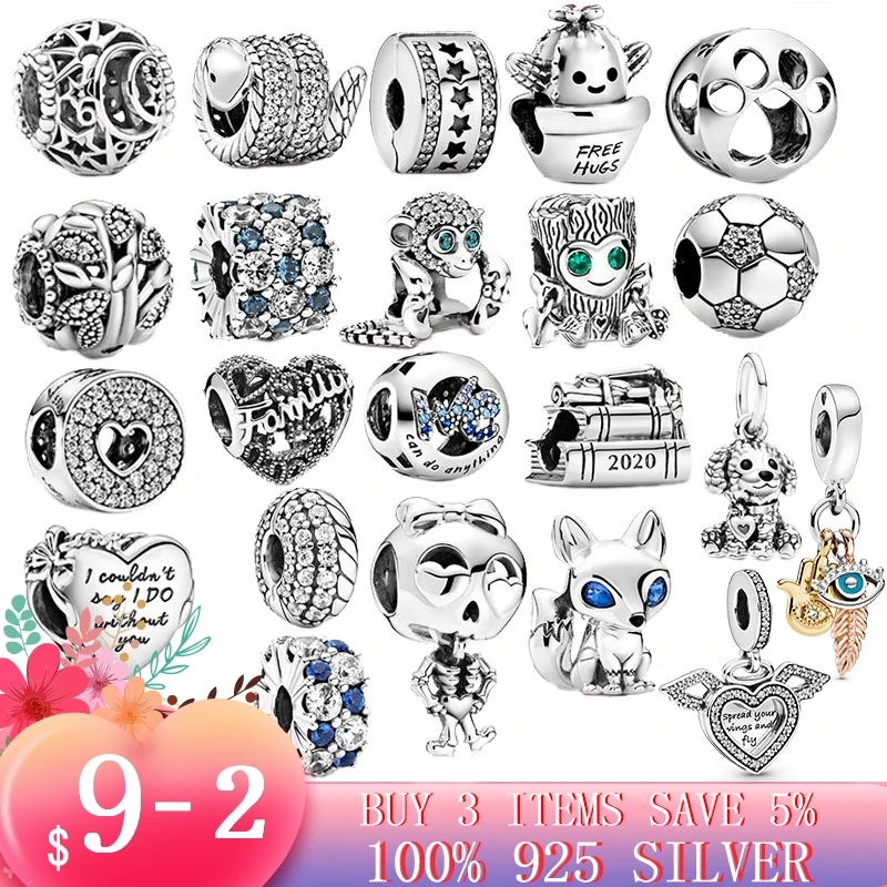 

2021 New 2021 New New 925 Sterling Silver Blue and Clear Sparkle Charm Beads Fit Original Pandora Bracelet Silver Jewelry Gift